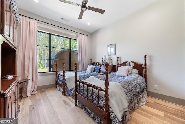 5700 Goolsby Rd, Monticello, GA 31064 - bedroom featuring light wood-type flooring, baseboards, recessed lighting, and ceiling fan