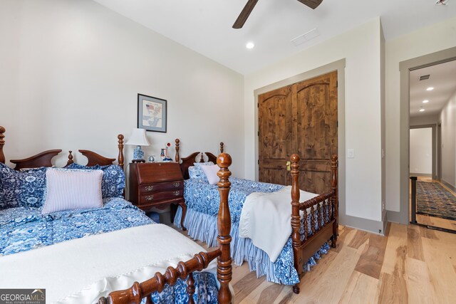 5700 Goolsby Rd, Monticello, GA 31064 - bedroom featuring wood finished floors, ceiling fan, and recessed lighting