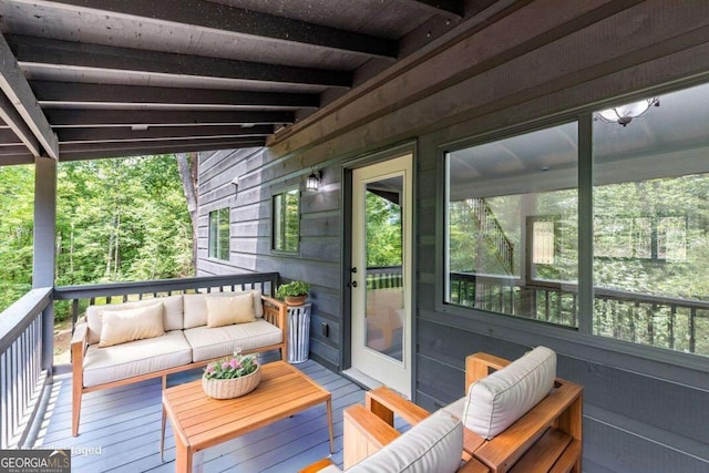 235 Red Bud Ln Unit 5, Hiawassee, GA 30546 - wooden deck featuring an outdoor hangout area