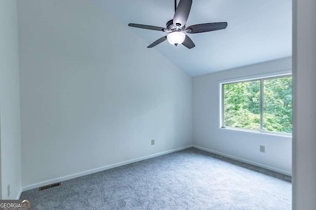 235 Red Bud Ln Unit 5, Hiawassee, GA 30546 - carpeted empty room featuring lofted ceiling, a ceiling fan, and baseboards