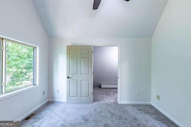 235 Red Bud Ln Unit 5, Hiawassee, GA 30546 - unfurnished bedroom with lofted ceiling, carpet flooring, baseboards, and ceiling fan
