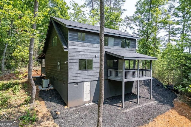 235 Red Bud Ln Unit 5, Hiawassee, GA 30546 - back of property with crawl space, central air condition unit, a deck, and a shingled roof