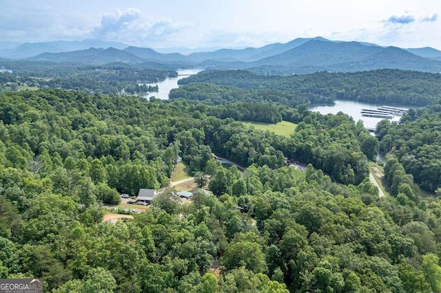 235 Red Bud Ln Unit 5, Hiawassee, GA 30546 - drone / aerial view of a heavily wooded area and a water and mountain view