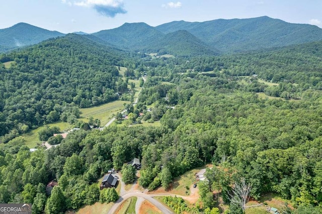 235 Red Bud Ln Unit 5, Hiawassee, GA 30546 - aerial overview of property's location featuring a heavily wooded area and a mountainous background
