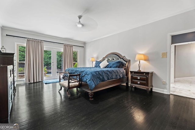 4030 River Ridge Chase Se, Marietta, GA 30067 - bedroom with access to outside, ornamental molding, wood finished floors, baseboards, and french doors
