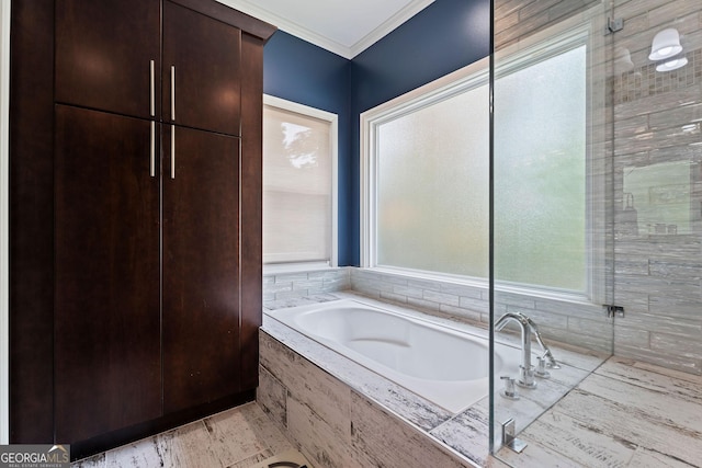 4030 River Ridge Chase Se, Marietta, GA 30067 - bathroom with a bath and crown molding