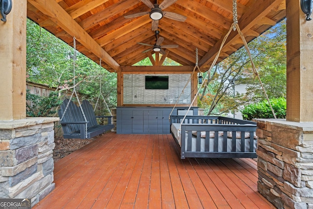 4030 River Ridge Chase Se, Marietta, GA 30067 - deck featuring ceiling fan and a gazebo