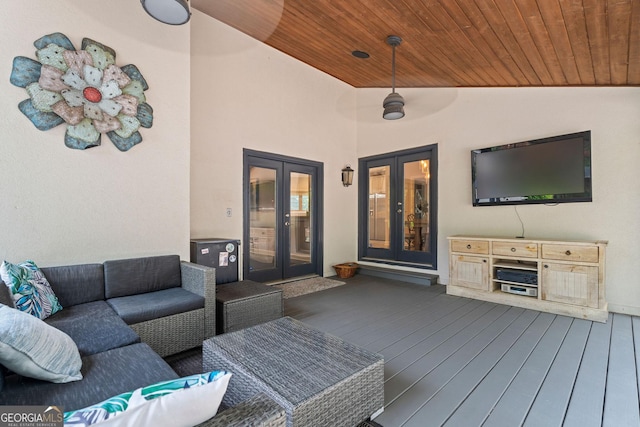 4030 River Ridge Chase Se, Marietta, GA 30067 - wooden terrace with french doors and outdoor lounge area
