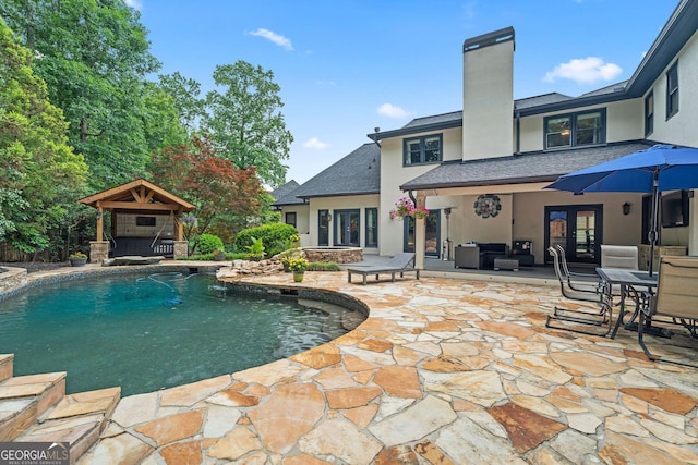 4030 River Ridge Chase Se, Marietta, GA 30067 - outdoor pool featuring a patio area, a gazebo, and an outdoor living space