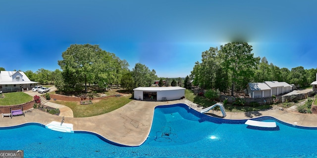 1755 Hunsinger Rd, Shiloh, GA 31826 - view of pool featuring a water slide, a patio, and view of scattered trees
