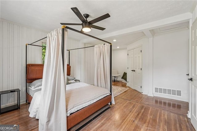 3422 Maplehurst Dr, Decatur, GA 30032 - bedroom featuring wood finished floors, recessed lighting, baseboards, and a ceiling fan