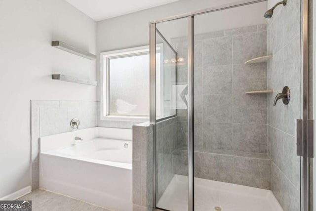 4650 Orchard View Way, Cumming, GA 30028 - full bath with a shower stall, a bath, and tile patterned flooring