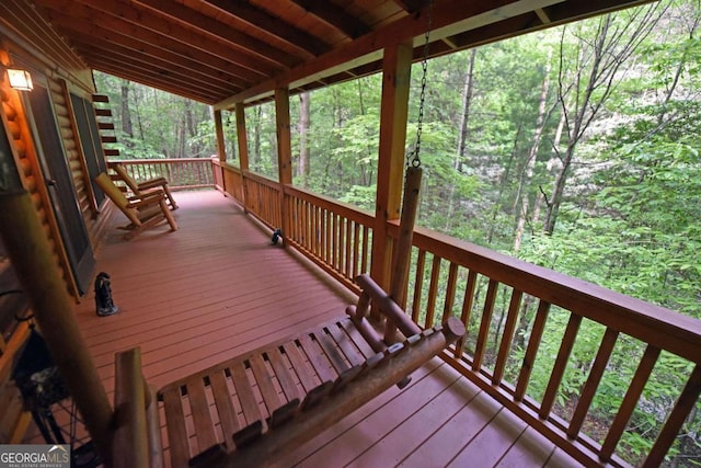 58 Hatchet Trl, Cherry Log, GA 30522 - wooden deck featuring a wooded view