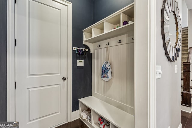 2579 Lulworth Ln, Marietta, GA 30062 - mudroom featuring baseboards and dark wood finished floors