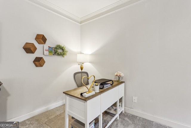 2579 Lulworth Ln, Marietta, GA 30062 - office area featuring crown molding, carpet floors, and baseboards