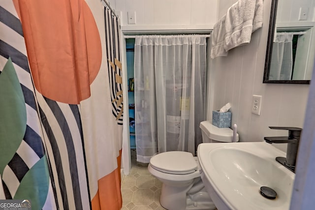 41 Mike Foster Ln, Clayton, GA 30525 - full bathroom with toilet, a sink, tile patterned flooring, and a shower with curtain