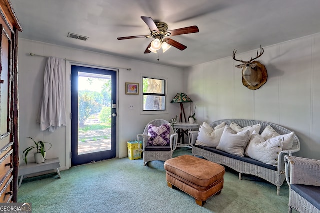 41 Mike Foster Ln, Clayton, GA 30525 - carpeted living room with ceiling fan
