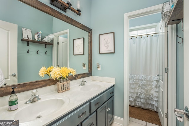 158 Sugarloaf Cir, Macon, GA 31204 - bathroom featuring double vanity and tile patterned floors