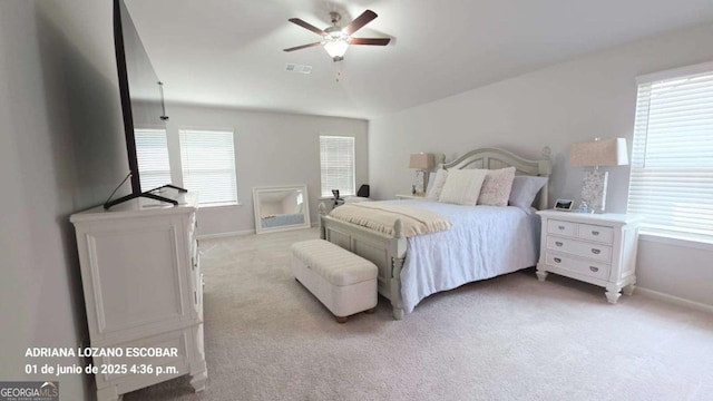 2757 Malton Way, Loganville, GA 30052 - bedroom featuring light colored carpet and ceiling fan