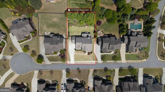 622 Rocky Creek Pt, Woodstock, GA 30188 - aerial perspective of suburban area featuring property boundaries highlighted