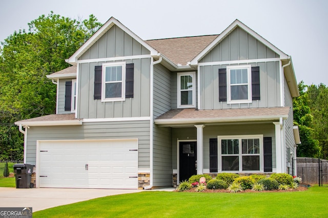 309 Dean Ct, Temple, GA 30179 - craftsman inspired home with an attached garage, roof with shingles, board and batten siding, concrete driveway, and covered porch