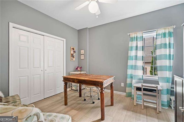 1039 Avery Creek Dr, Woodstock, GA 30188 - office space featuring a ceiling fan and light wood finished floors