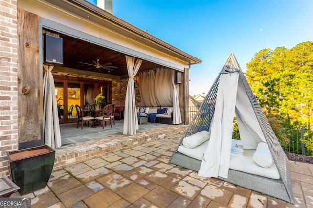 3084 Watsons Bnd, Milton, GA 30004 - view of patio / terrace with an outdoor living space and a ceiling fan
