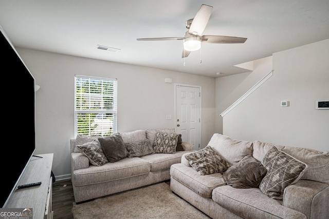 1776 Cheryl Ave, Griffin, GA 30224 - living area featuring wood finished floors and ceiling fan