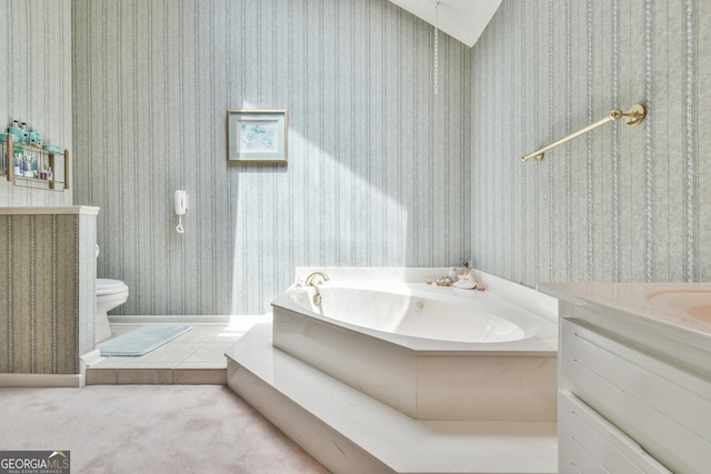 8120 Ball Mill Rd, Atlanta, GA 30350 - bathroom featuring a garden tub, toilet, and vanity