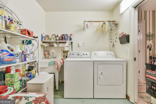 8120 Ball Mill Rd, Atlanta, GA 30350 - laundry room featuring washing machine and dryer and carpet floors