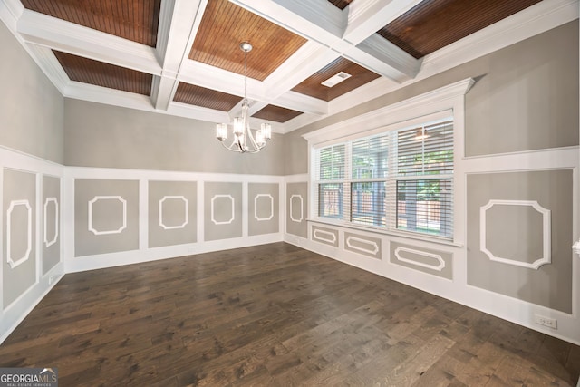 703 Burch Creek Dr, Grovetown, GA 30813 - unfurnished room featuring a decorative wall, coffered ceiling, beam ceiling, a chandelier, and crown molding