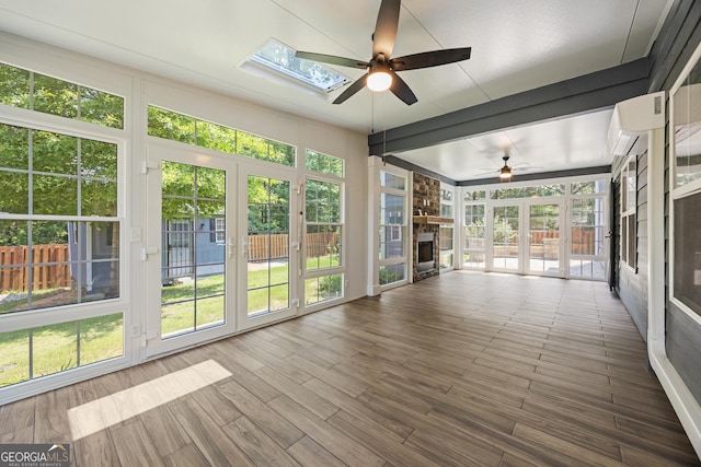 703 Burch Creek Dr, Grovetown, GA 30813 - unfurnished sunroom featuring french doors, a skylight, and wood finished floors
