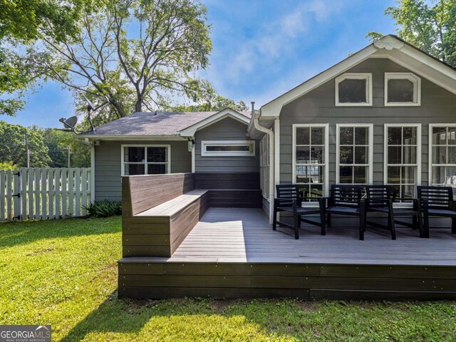 30 Court S, Ellenwood, GA 30294 - rear view of house with a wooden deck