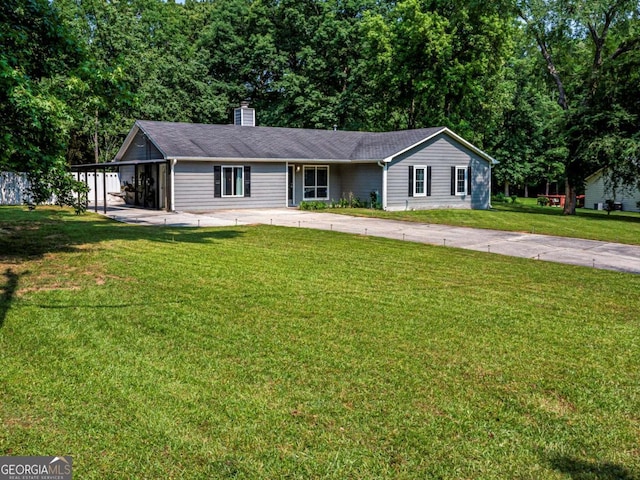 30 Court S, Ellenwood, GA 30294 - single story home featuring concrete driveway, a front yard, and a chimney