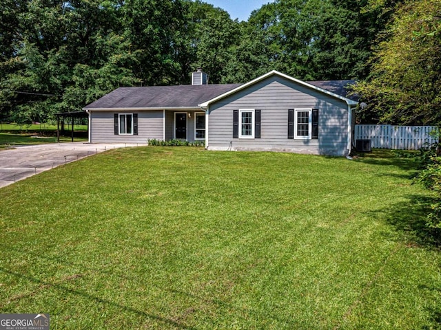 30 Court S, Ellenwood, GA 30294 - ranch-style house featuring driveway, cooling unit, and a chimney