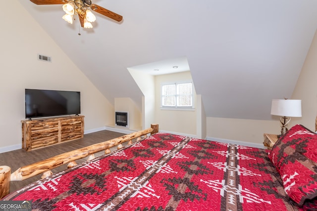 33 T J Mote Rd, Dahlonega, GA 30533 - bedroom featuring lofted ceiling, baseboards, and ceiling fan