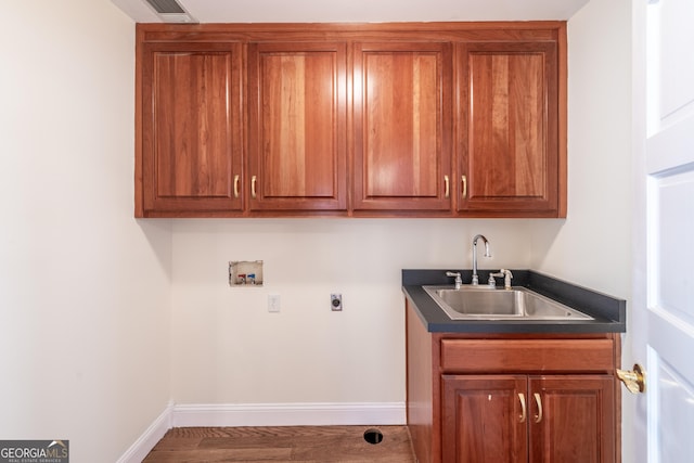 33 T J Mote Rd, Dahlonega, GA 30533 - washroom with hookup for a washing machine, cabinet space, hookup for an electric dryer, baseboards, and wood finished floors