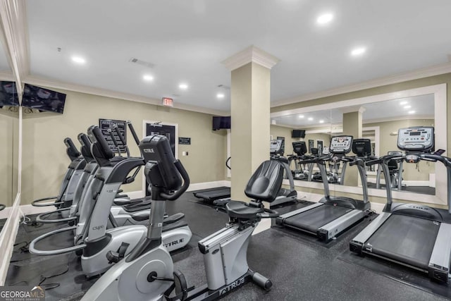 1850 Cotillion Dr Unit 3123, Atlanta, GA 30338 - exercise room with crown molding and recessed lighting