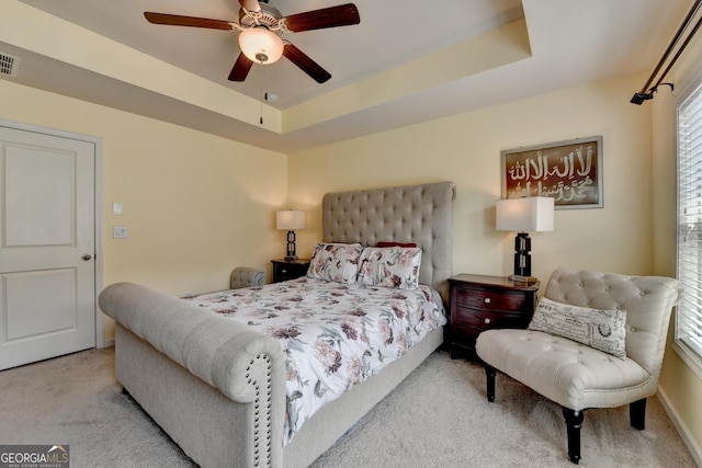 5016 Garrett Ct, Alpharetta, GA 30005 - bedroom with carpet, a ceiling fan, and a raised ceiling