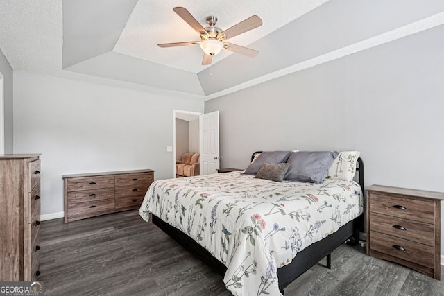1415 Langdon Park Ct, Winder, GA 30680 - bedroom featuring wood finished floors, a tray ceiling, and ceiling fan