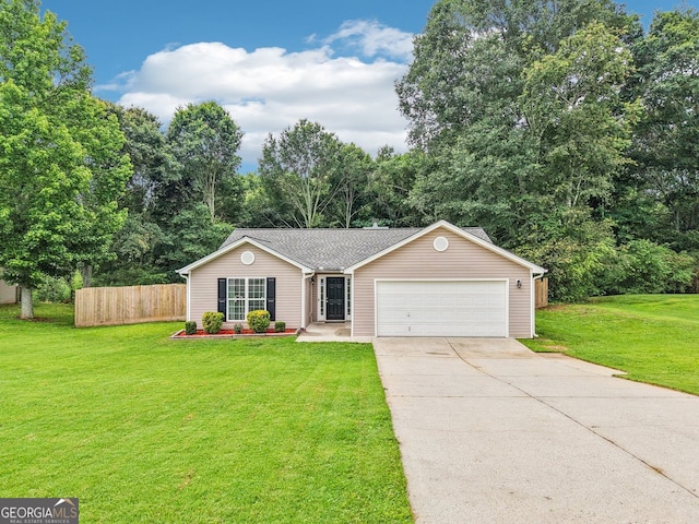1415 Langdon Park Ct, Winder, GA 30680 - ranch-style house with an attached garage, driveway, and view of wooded area