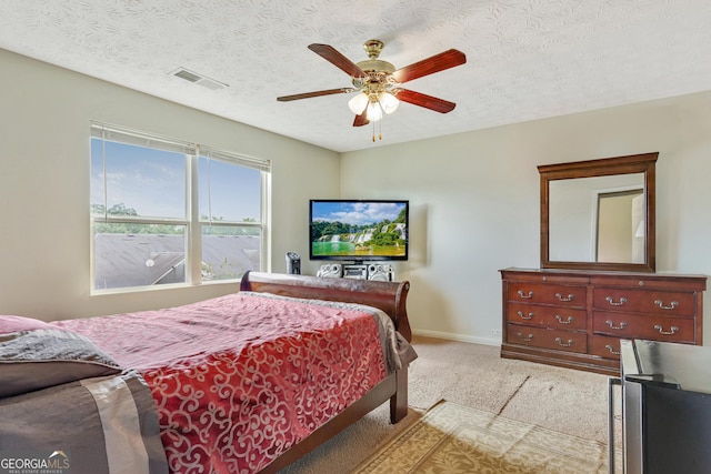 12303 Waldrop Pl, Decatur, GA 30034 - bedroom featuring baseboards, carpet flooring, a textured ceiling, and a ceiling fan