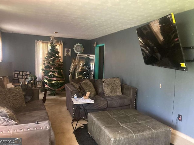 2722 Alden St, Macon, GA 31206 - carpeted living area with a textured ceiling