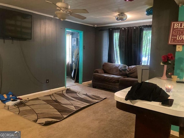 2722 Alden St, Macon, GA 31206 - bedroom with carpet flooring, crown molding, and ceiling fan