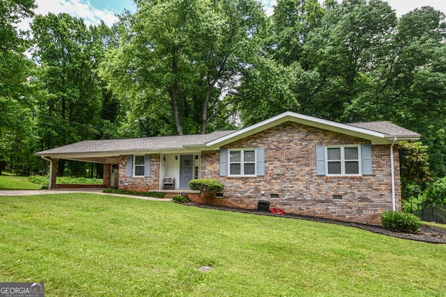 120 Chambers Ave, Cornelia, GA 30531 - single story home with crawl space, a front lawn, driveway, a carport, and brick siding