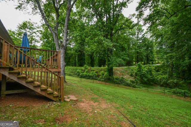 120 Chambers Ave, Cornelia, GA 30531 - view of yard featuring stairway and a wooden deck