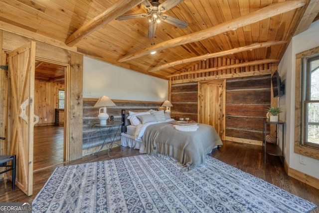 11 Collins Hollow Cv, Morganton, GA 30560 - bedroom with wooden ceiling, wooden walls, and hardwood / wood-style flooring