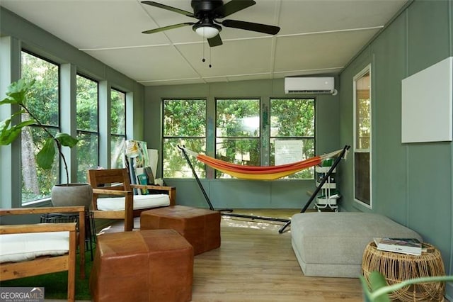 5419 Lake Dr, Douglasville, GA 30135 - sunroom / solarium featuring wood finished floors and an AC wall unit