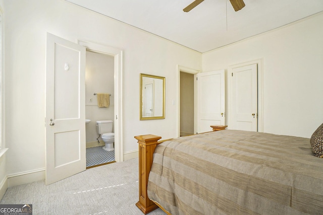 1821 N Rock Springs Rd NE, Atlanta, GA 30324 - bedroom with carpet floors, ensuite bathroom, and ceiling fan
