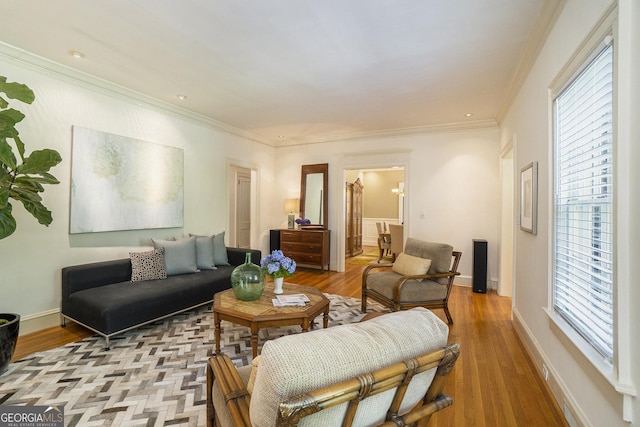1821 N Rock Springs Rd NE, Atlanta, GA 30324 - living room featuring ornamental molding and light wood finished floors